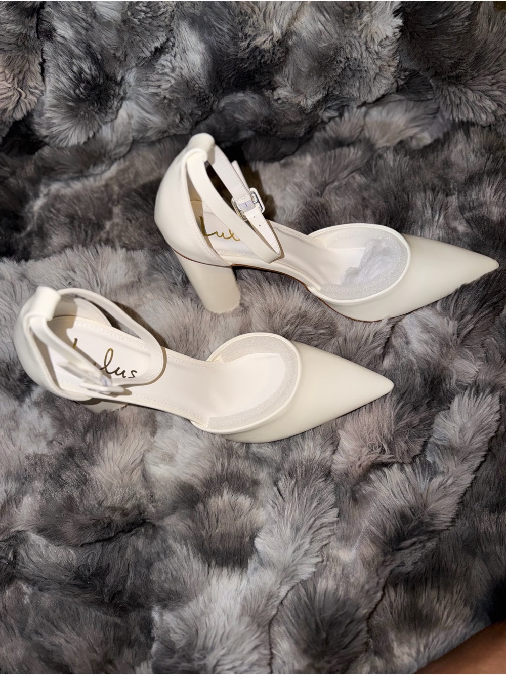 Lulu's Ivory Pointed-Toe Ankle Strap Block Heels | 11 - Picture 2 of 4